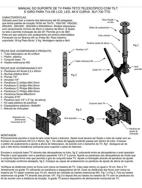 Suporte Tv De Teto Telescopico Giro Tilt Inclin Vel A Preto