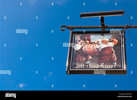 A Sign Outside The Two Brewers Pub In Dissnorfolkuk Stock Photo Alamy