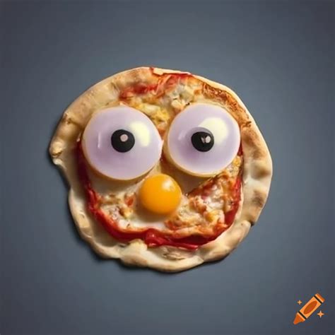 Creative Pizza Face With Fried Egg Eyes On Craiyon