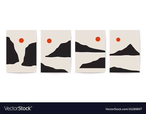 Minimalist mountain landscape posters set Vector Image