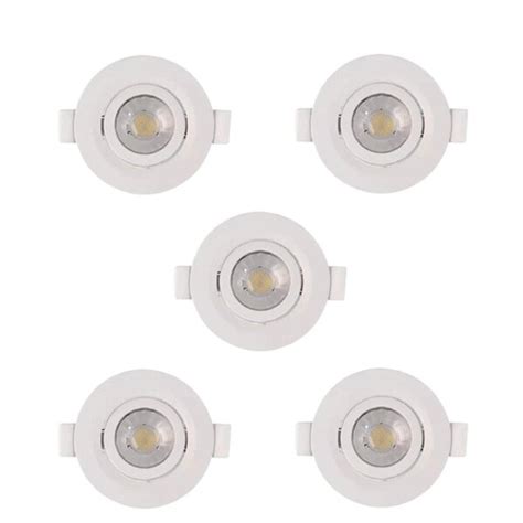 Kit 5 Spot Led De Embutir Redondo Branco 7w Nordecor Mbled 3000k