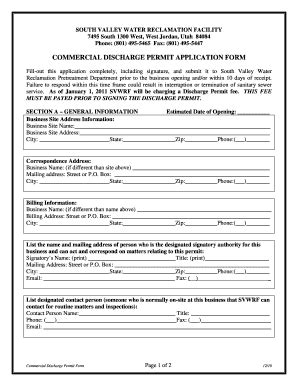 Fillable Online Application For Discharge Permit Form Fax Email Print