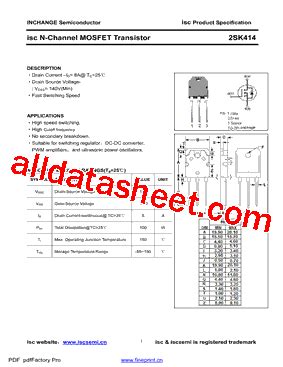 Sk Datasheet Pdf Inchange Semiconductor Company Limited