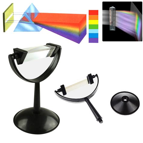 8cm Optical Glass Triangular Triple Prism Physics Teaching Light Spectrum With Stand Sale