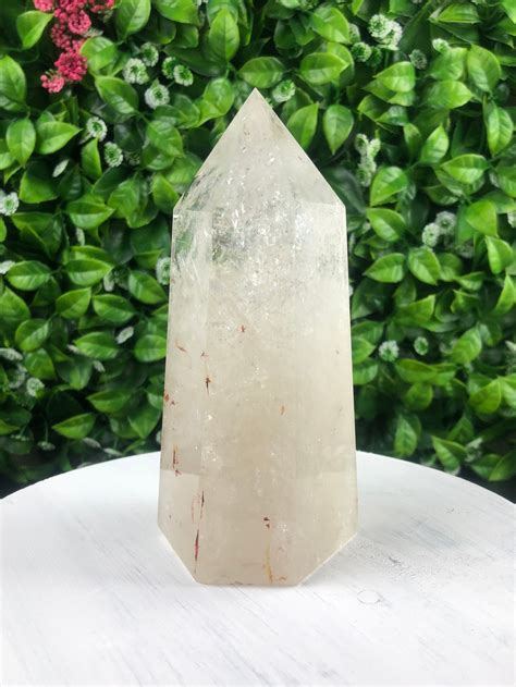 Clear Quartz Tower With Fire Quartz Etsy