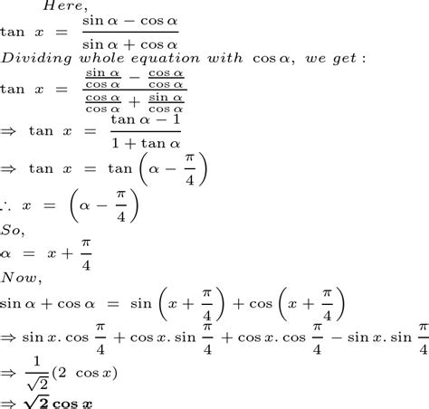 If Tan Theta Sin Alpha Cos Alpha Sin Alpha Cos Alpha Then