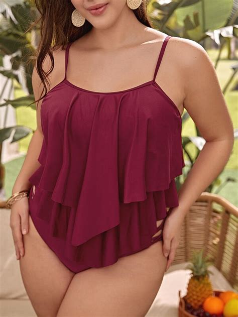 Plus Ruffle Hem Bikini Swimsuit Shein Usa