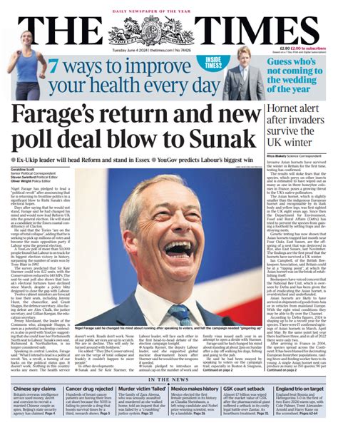 Times Front Page Th Of June Tomorrow S Papers Today