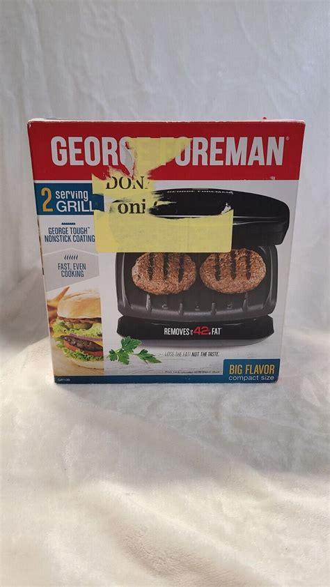 George Foreman Compact 2 Serving Grill Gr10b New Open Box Ebay