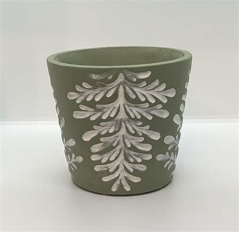 Cement Leaf Pot Green 14x12 5cm Exotic Botanic