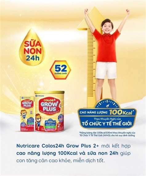 Nutricare Colos24h Grow Plus 2 với công thức chuyên biệt cho trẻ suy