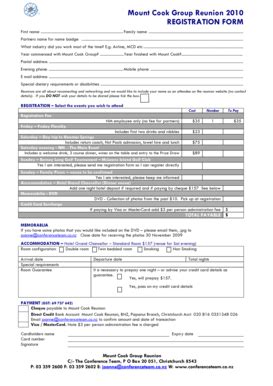 Fillable Online Rego Form PDF The Conference Team Fax Email Print