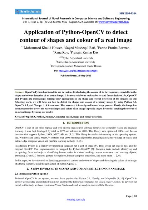 Pdf Application Of Python Opencv To Detect Contour Of Shapes And