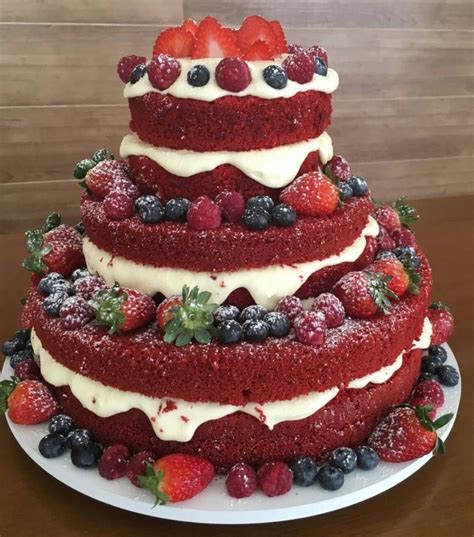 Naked Cake Red Velvet Futas Vermelhas Feito Pela Sra Larica