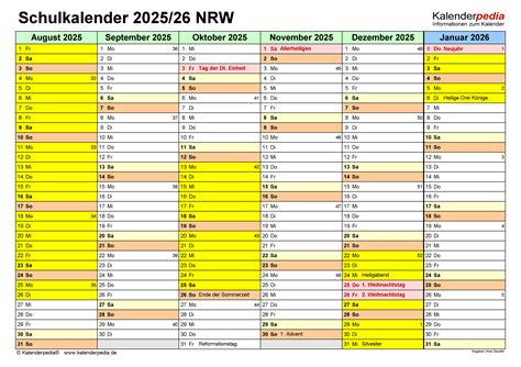 Der Schulkalender Nordrhein Westfalen Ein Leitfaden F R Eltern