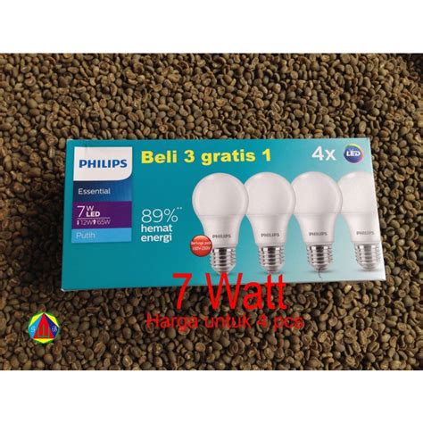 Jual Bolam Paket Lampu Philips Led Essential Putih Multipack 7 Watt