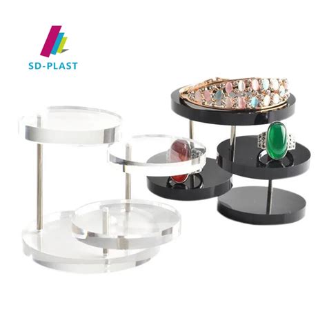 New Round Button Acrylic Jewelry Display Stand Earring Necklace Ring