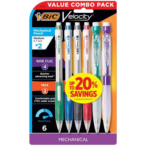 6ct Mechanical Pencils Velocity Combo Pack BIC 6 Ct Shipt