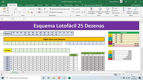 Planilha Lotofácil Jogando as 25 Dezenas Esquema Novo