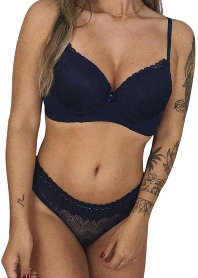 Conjunto de Lingerie bojo Luxo Sutiã rendado e Calcinha fio duplo