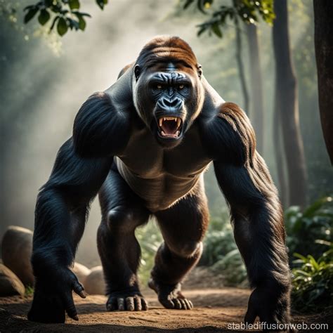 Angry Tiger-Gorilla Hybrid Image | Stable Diffusion Online