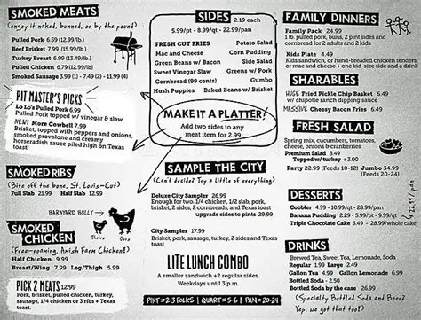 City Barbeque Menu, Menu for City Barbeque, Garner, Research Triangle ...