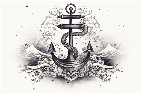 Premium Photo | A close up of a tattoo of an anchor and a ship ...