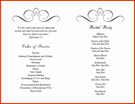 Wedding Program Templates Microsoft Word Example Document Template