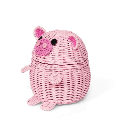 Bay Isle Home Shrinivas Pig Rattan Storage Basket With Lid Decorative