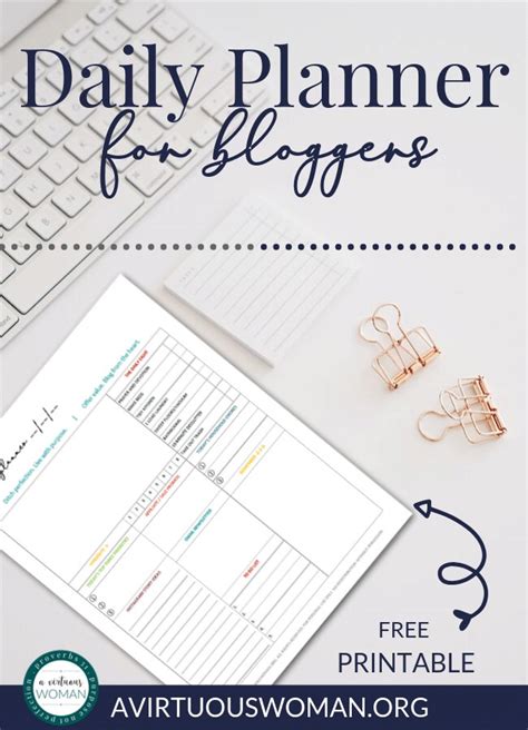 Free Printable Planner For Bloggers Daily Planner For Bloggers