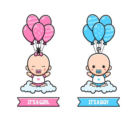 Baby Gender Reveal Illustration Cartoon Vector Cartoondealer | The Best ...