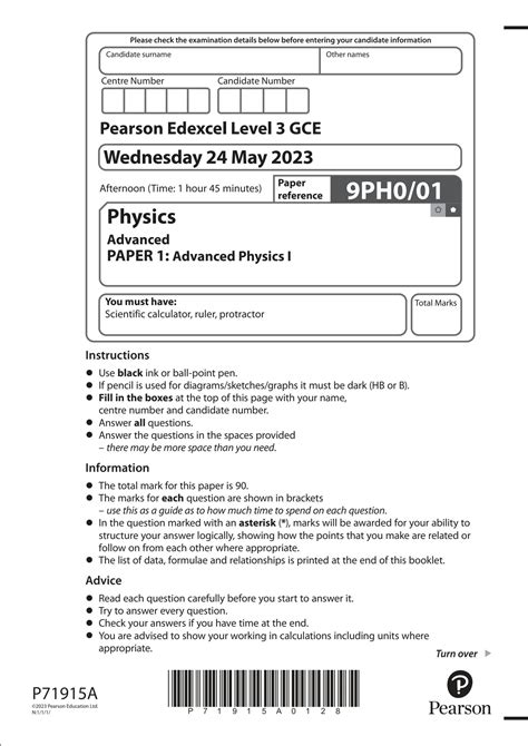 SOLUTION Edexcel A Level Physics Question Paper 1 June 2023 Studypool