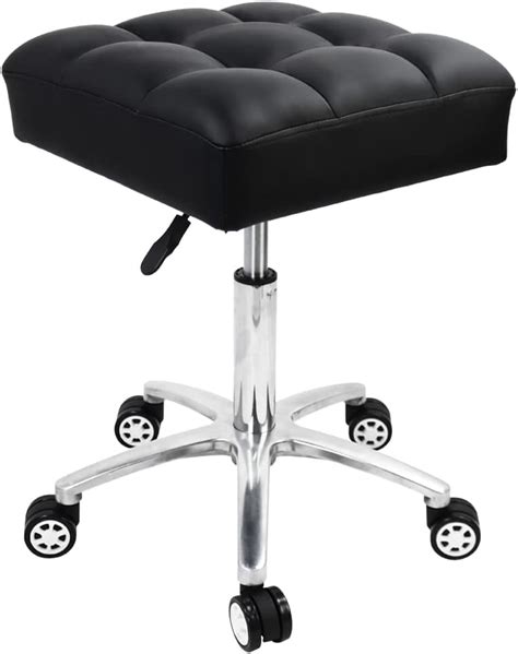 Amazon WKWKER Rolling Stools Square Seat Thick PU Leather 360