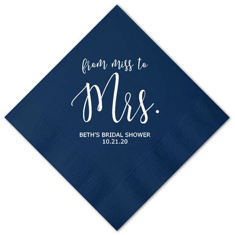 Personalized Napkins Bridal Shower From Miss To Mrs Custom Etsy