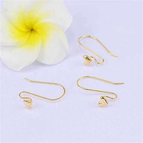 K Gold Filled Glossy Heart Earring Hooks Earing With Loop Etsy