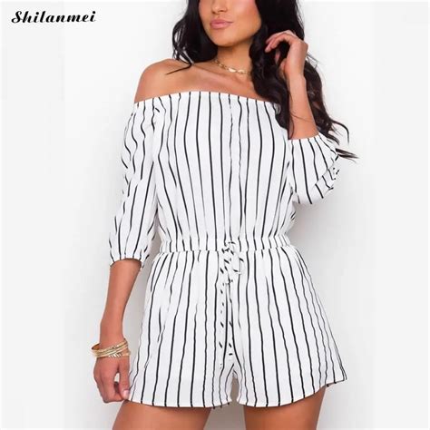 Simple Casual Off Shoulder Chiffon Playsuit Two Piece Rompers Women