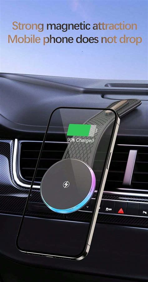 Lessmore Car Mount W Magnetic Wireless Charger With Bendable Arm And