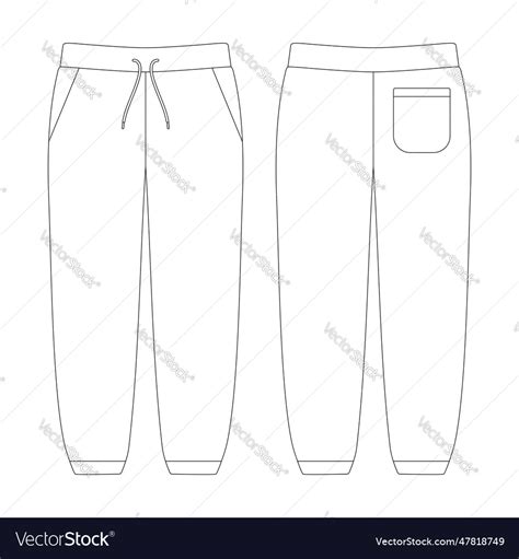 Template sweatpants flat sketch design outline Vector Image