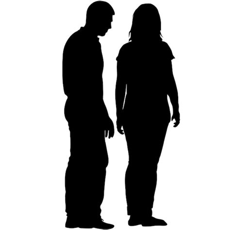 Silhouette Homme Et Femme Se Tiennent C Te C Te Et Parlent Vecteur