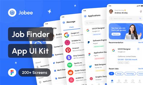 Jobee Job Finder App UI Kit Figma