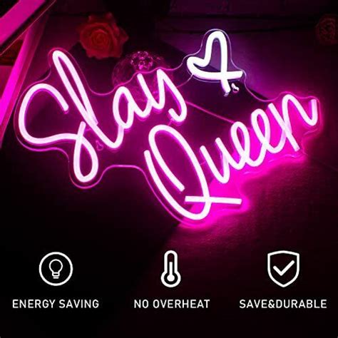 Slay Queen Neon Sign Pink White Led Neon Light Up Signs For Slay Queen