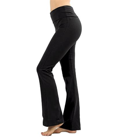 Zenana Zenana Women Fold Over Waist Cotton Stretch Flare Leg Boot Cut Yoga Pants Leggings