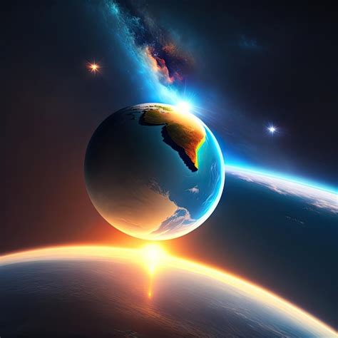 Premium Ai Image Planet In Space View Of Earth From Outer Space Light