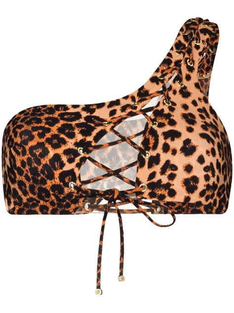 Buy Agent Provocateur Leopard Print One Shoulder Bikini Top Neutrals