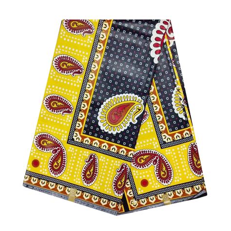 Yellow Ghana African Java Tissus Wax Pange Cotton Ankara Fabric