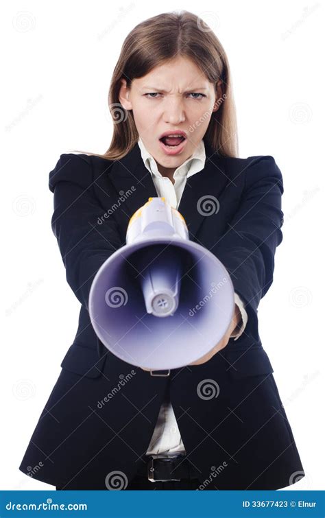 Woman With Loudspeaker Stock Image Image Of Manager 33677423