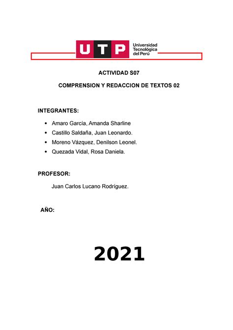 Actividad S Practica Actividad S Comprension Y Redaccion De