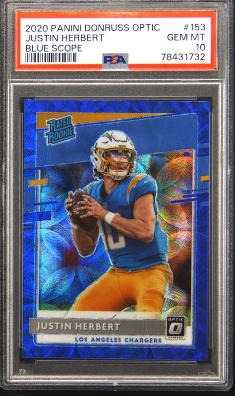 Justin Herbert 2020 Optic 153 Blue Scope PSA 10 Price Guide Sports