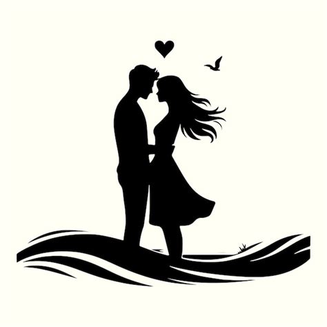 Premium Vector Romantic Couple Silhouette Vector Illustration