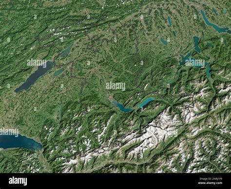 Bern Canton Of Switzerland Low Resolution Satellite Map Stock Photo